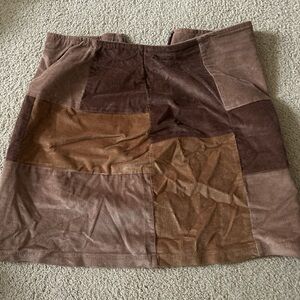 Hollister Patchwork Mini Skirt - Brown and Tan